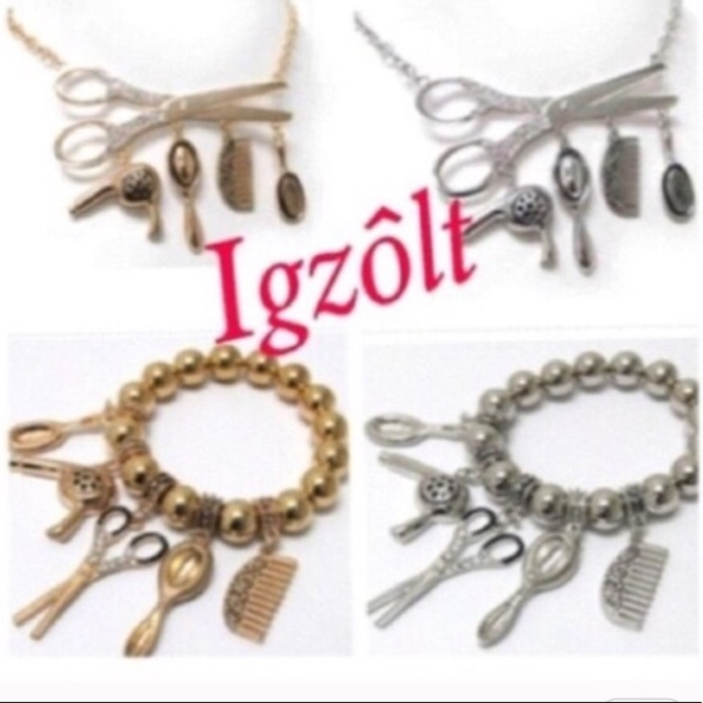Cosmetology hair dresser jewelry 2pc set